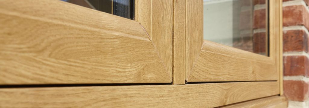 close up of window frame timber effect