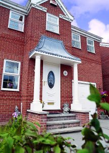 front of elegant house with white upvc door