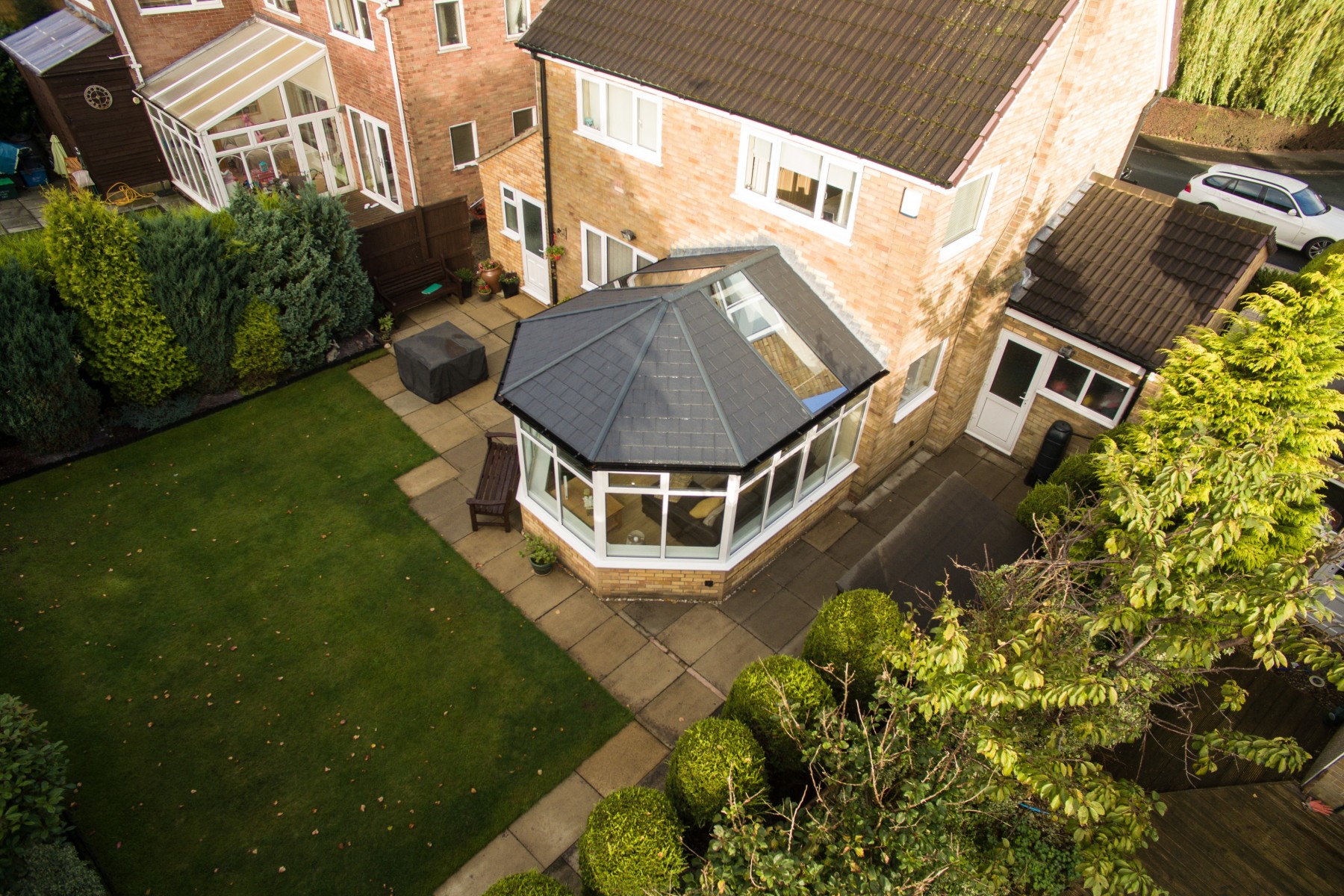 birds eye view of p shape conservatory